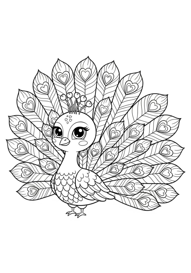 Cute Peacock Coloring Page