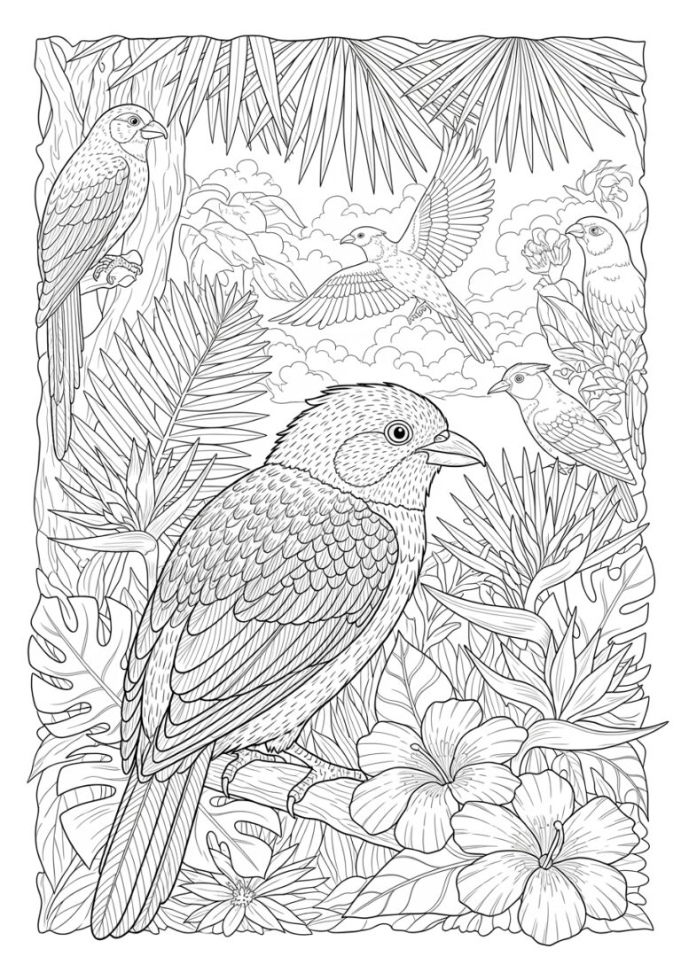 Tropical Bird Coloring Page
