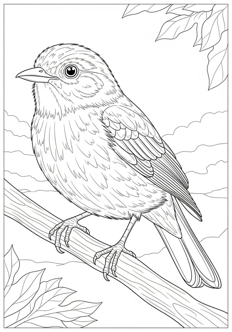 Bird Coloring Page Realistic