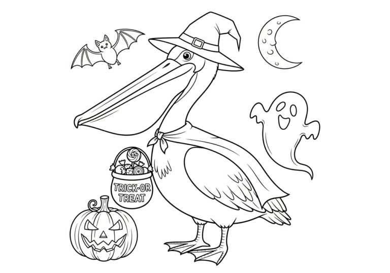 Halloween Pelican Coloring Page