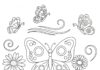Daisy and Butterfly Coloring Page