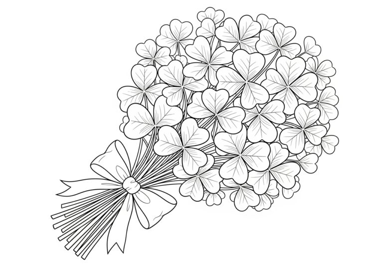 St. Patrick’s Clover Bouquet Coloring Page
