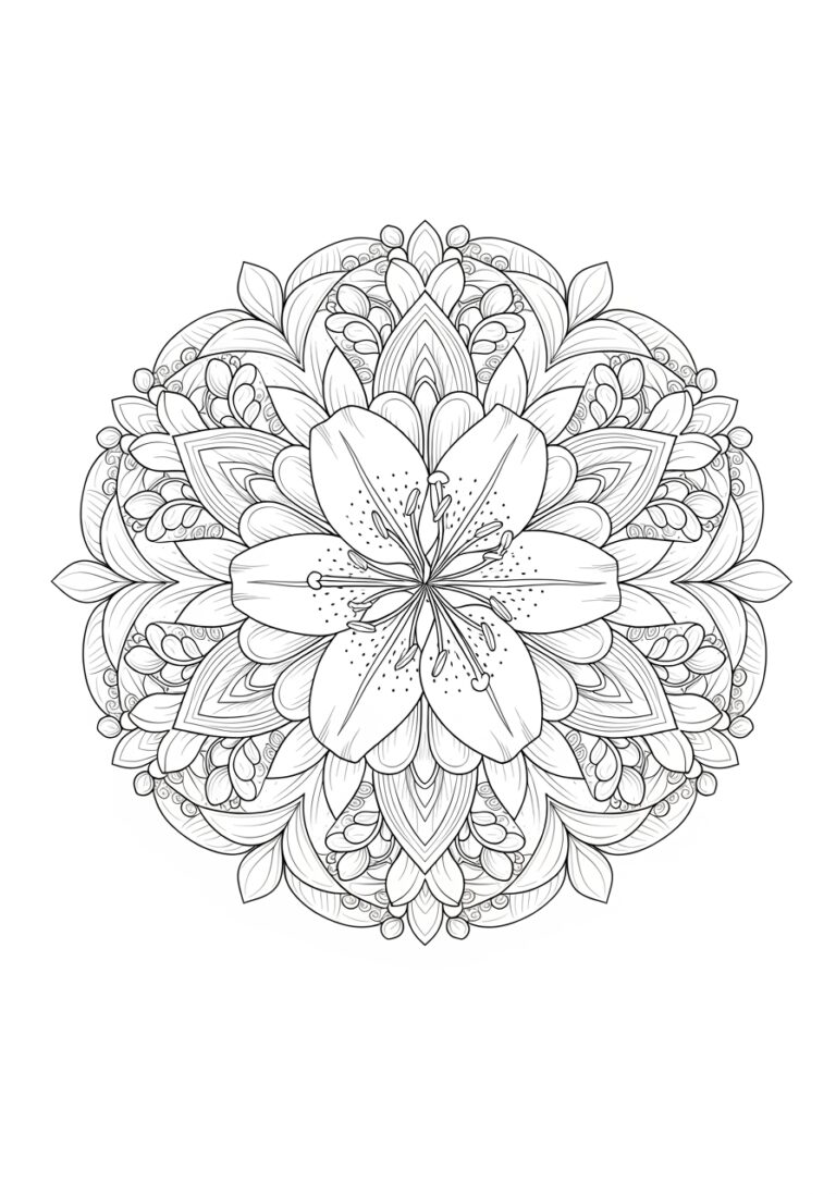 Lily Flower Mandala Coloring Page