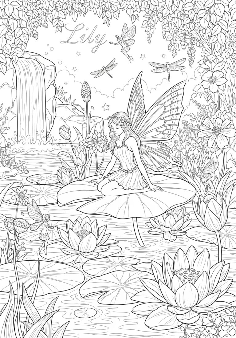 Lily in a Fairy Garden Coloring Page