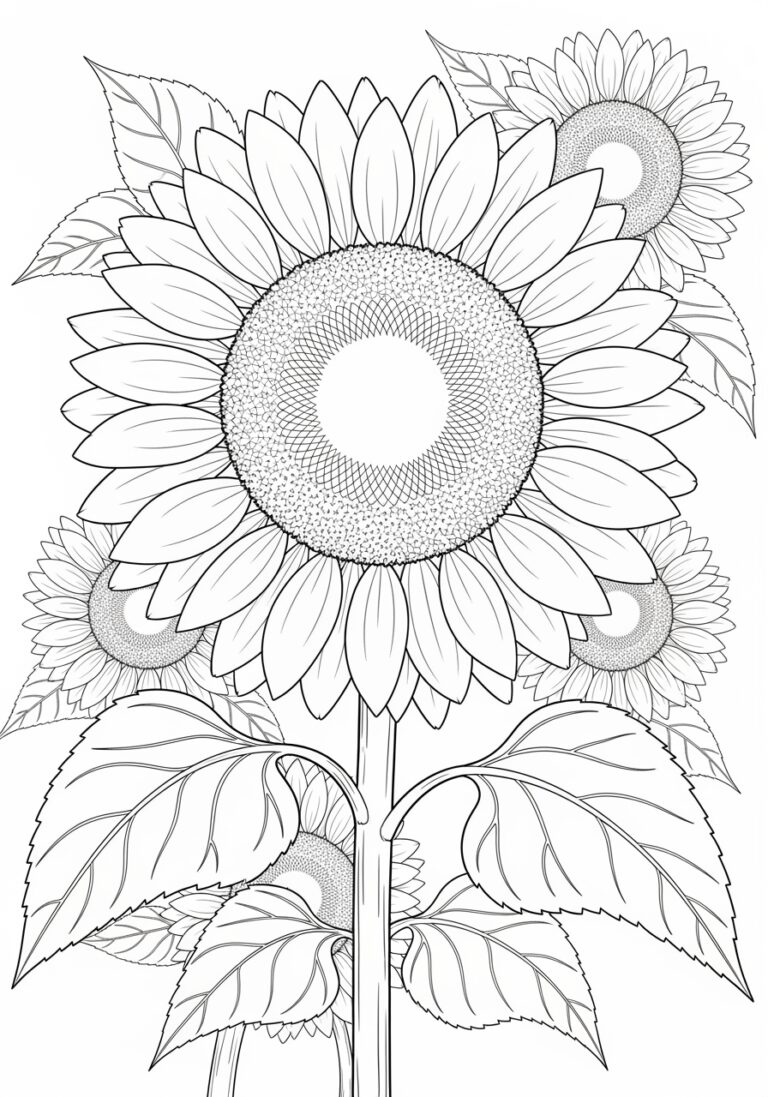 Coloring Picture of a Sunflower