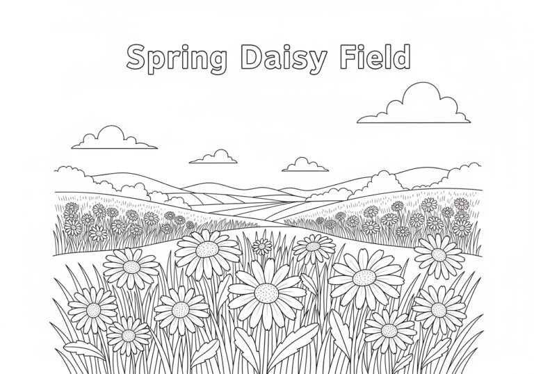 Spring Daisy Field Coloring Page