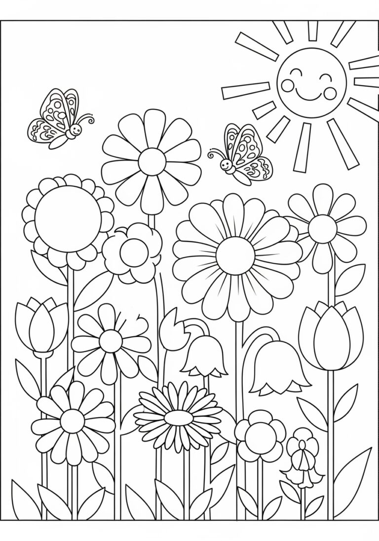 Flower Coloring Page for Kindergarten