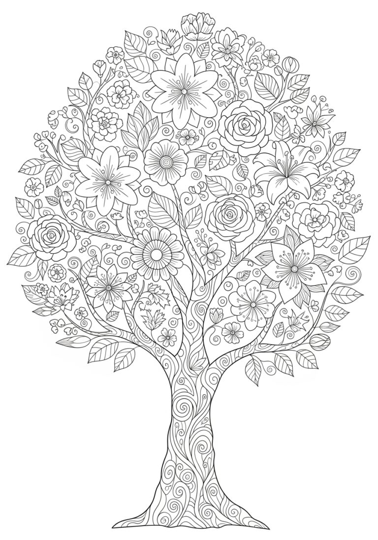 Flower Tree Coloring Page