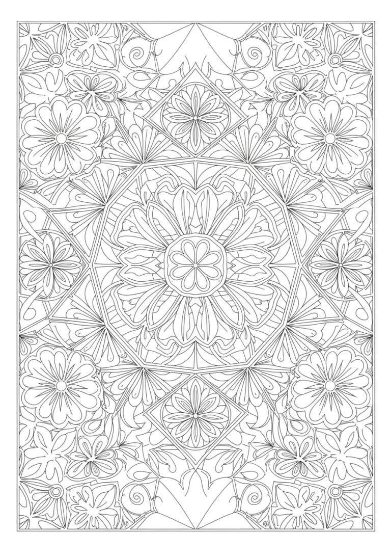 Flower Mosaic Coloring Page