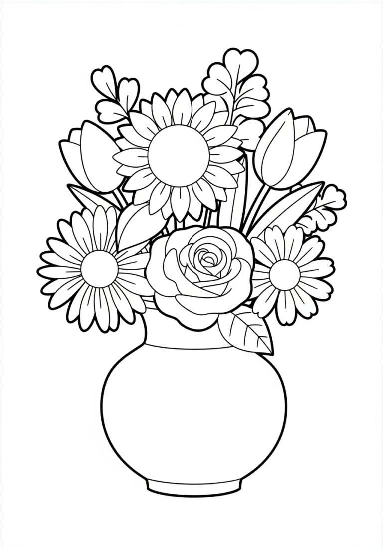 Coloring Page of Flowers for Preschool