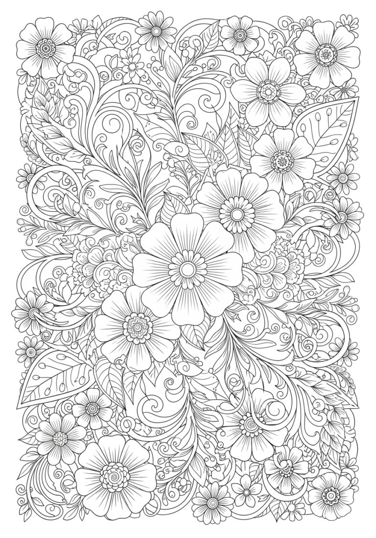 Flower Coloring Page for Adults