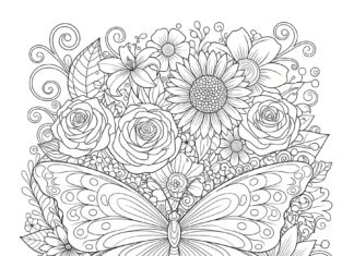 Butterfly Flower Coloring Page
