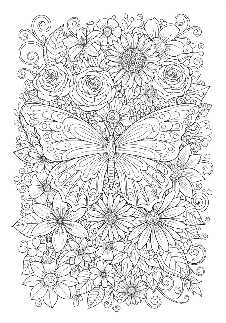 Butterfly Flower Coloring Page