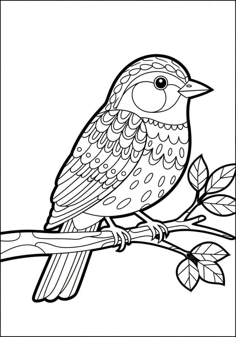Bird on a Tree Coloring Page